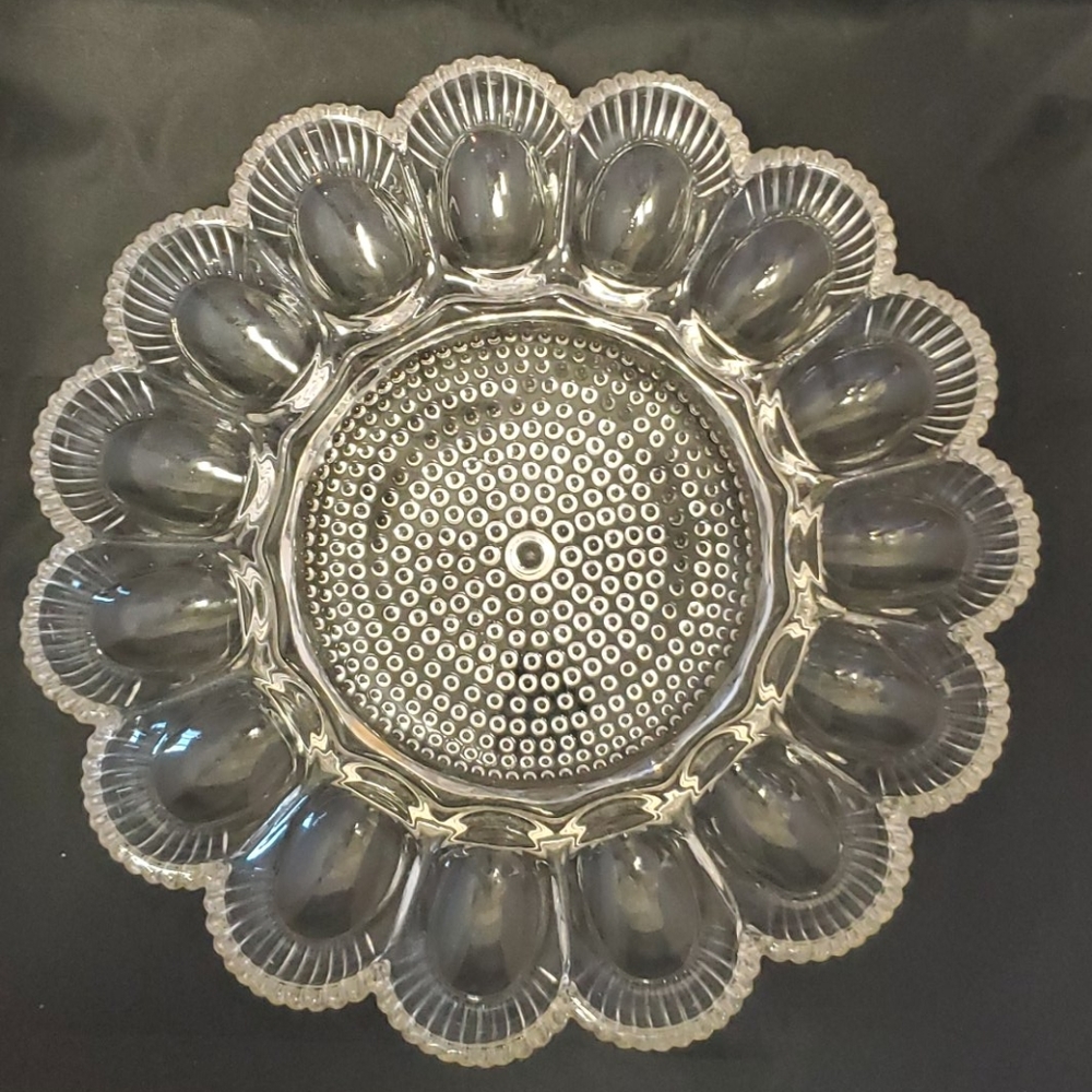 Vintage Hobnail beaded Deviled Egg Plate Tray